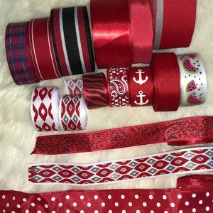 Lot of ribbon red shades and prints